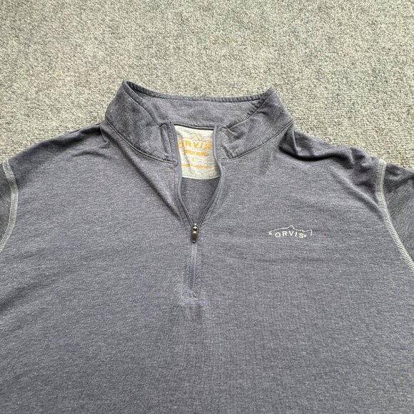 Orvis Trout Bum Blue Pullover Mens Large Blue 1/4 Zip Baselayer Shirt Athleisure - Picture 9 of 14